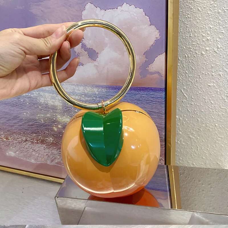 New Yellow Peach Design bags designer handbags Handbags Acrylic Box Clutch Evening Party Purse Cute Chains Shoulder Crossbody Bag