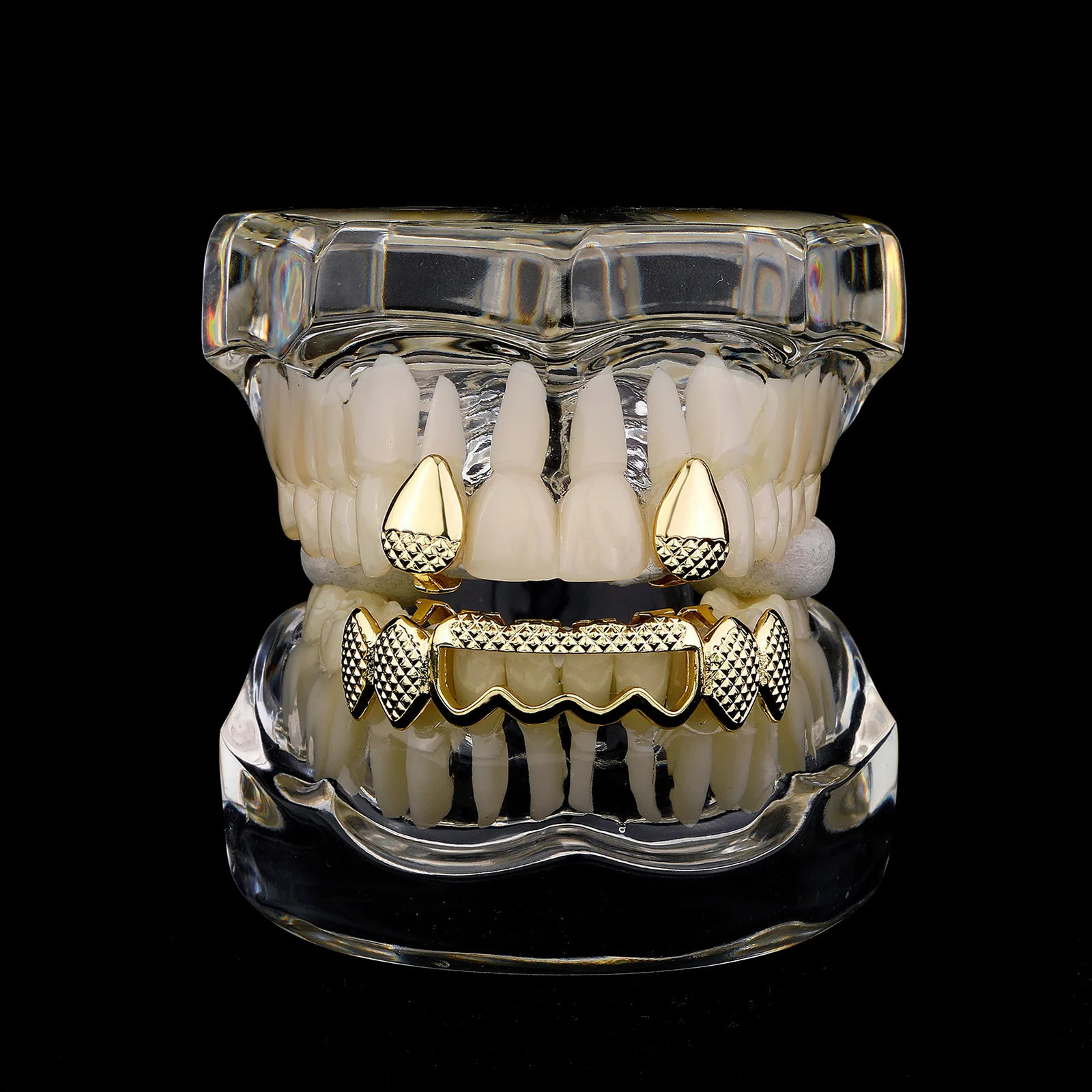 Hollow Fang Iced Out Teeth Hip Hop Top Bottom Grills Dental Mouth Punk Teeth Caps Cosplay Party TG105 250220