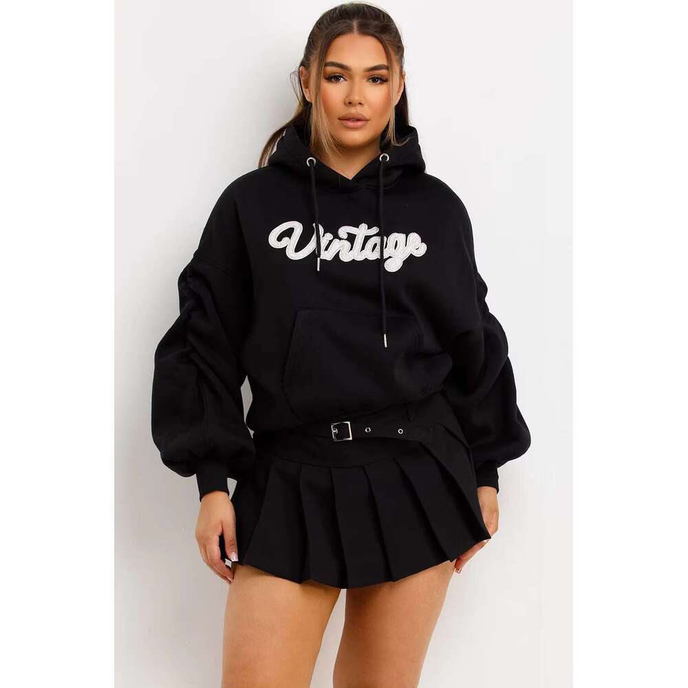 52% Cotton 48%Polyester Fleece Fabric Hoodie Plus Size Fashion Sweatshirts Custom Women Clothes Hoodies With