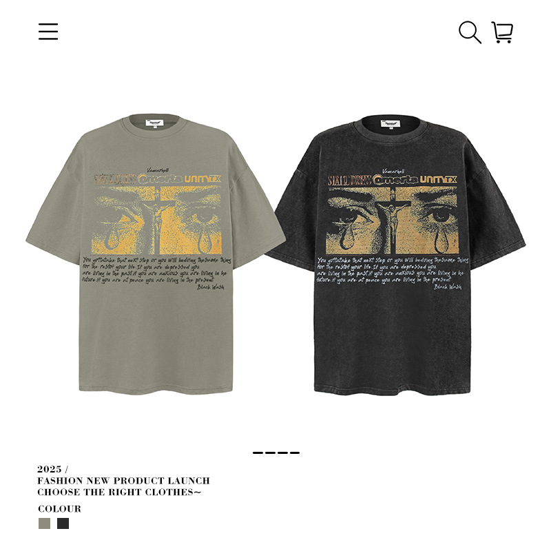 Men's Women's Designer T-Shirts Vintage Cotton Washed Shirt For Men Hip Hop Streetwear Oversize T-shirt Print Letter