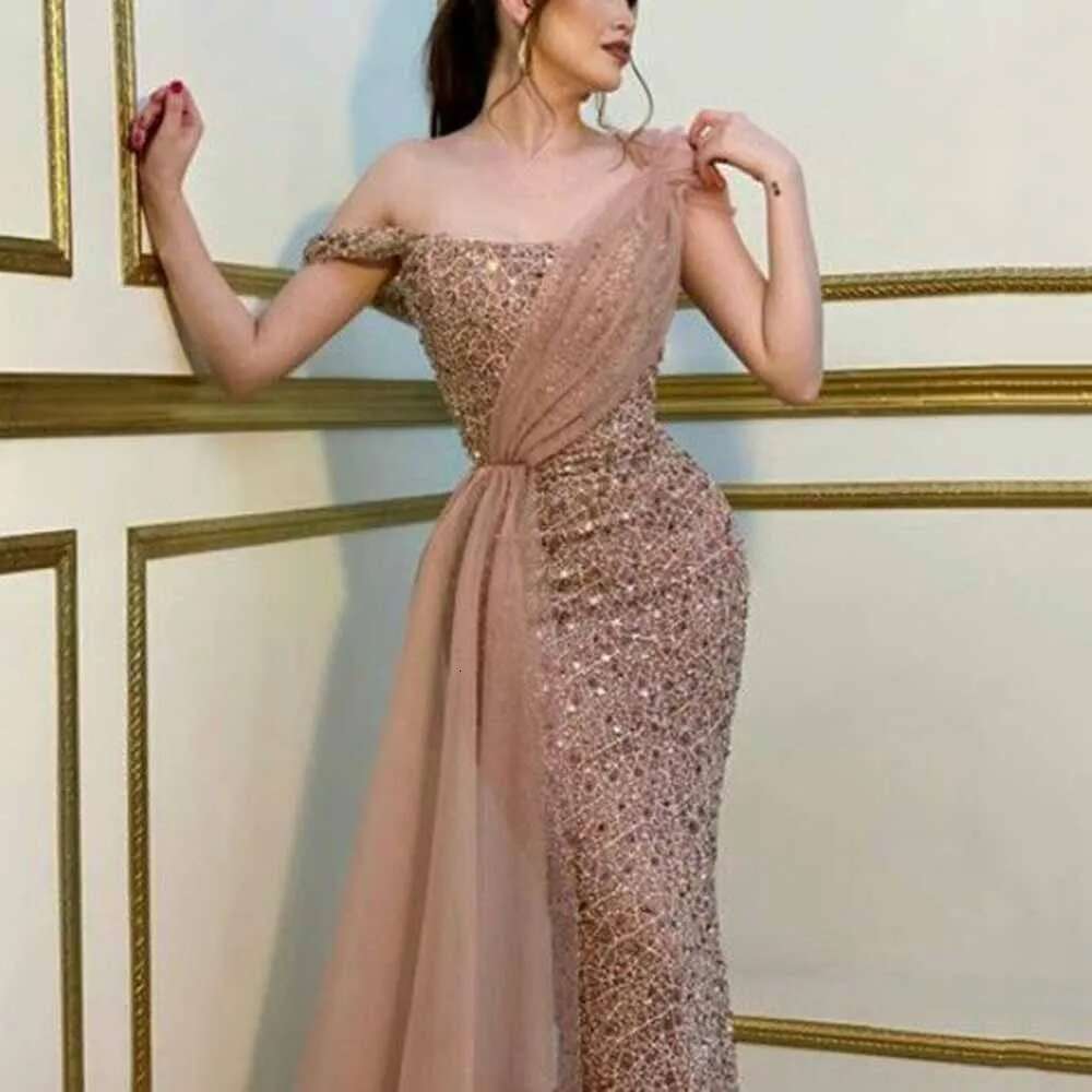 o Mermaid Prom Floor Length Sweep Train Sleeveless Custom Party Dress Shiny Sequin Off The Shoulder Formal