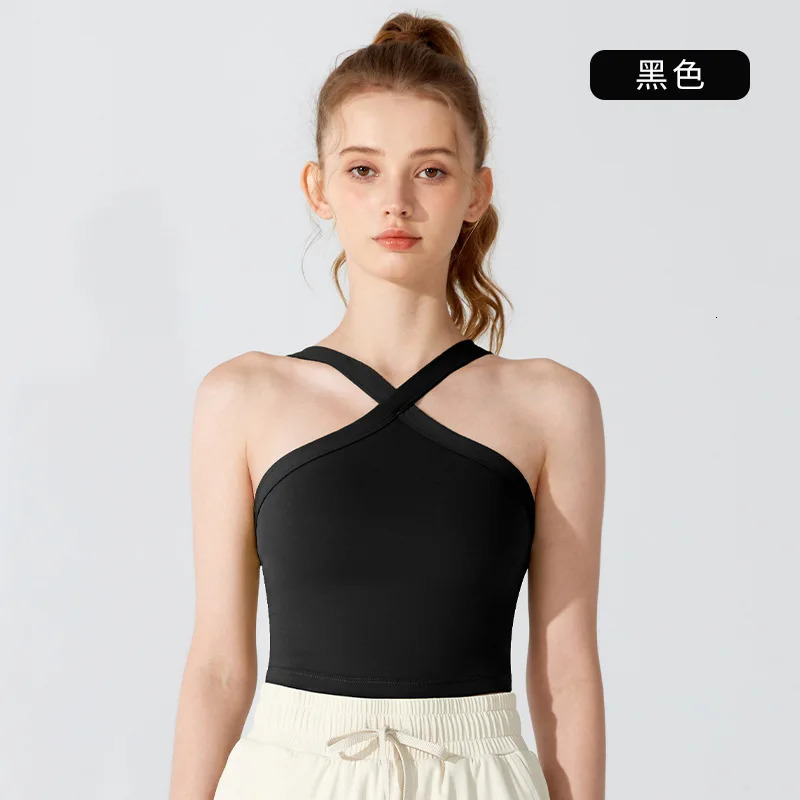 Sports Neck Vest Women High-end Beautiful Back Wear Tanks Versatile Yoga Clothes with Chest Pads Female Sports Camis Ladies 250226