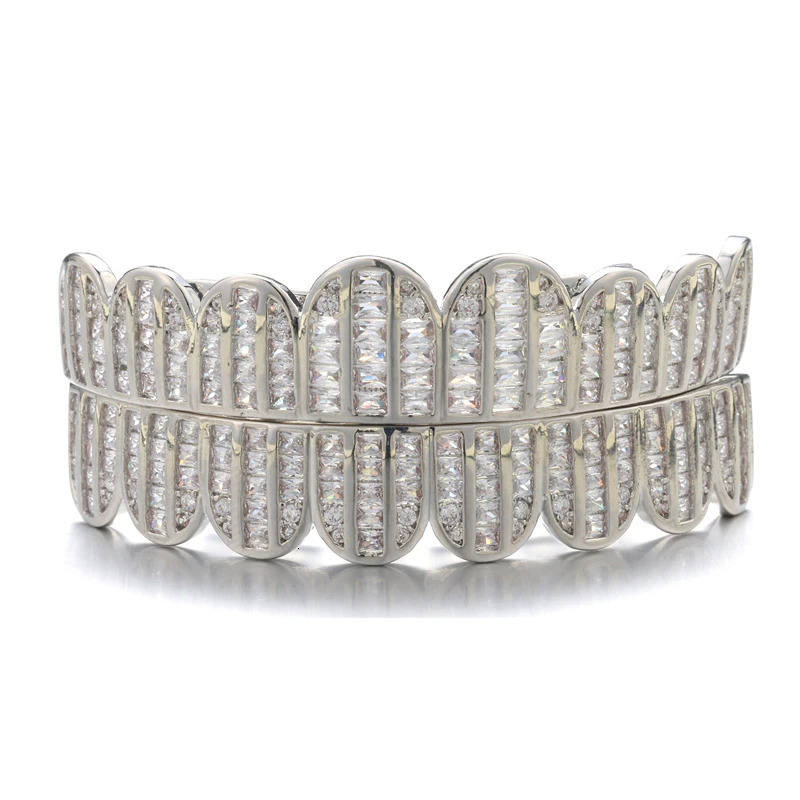 Full French CZ stone teeth hat cubic zirconia ice out micro paving mens and womens jewelry charm barbecue 250220