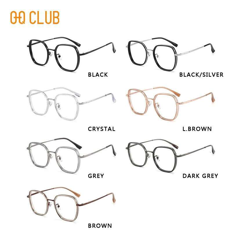 O-Q CLUB Large Square Frame Anti-Blue Light Fashion Retro Men Women Eye Protection Classic Mya Glasses Eyewear Lenses