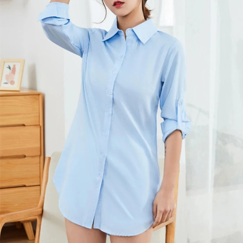 Spring Shirts Women White Shirt Women Long Sleeve Shirts Women Pink Blouse Tops Office Lady Long Oversize Blouses OL 250226
