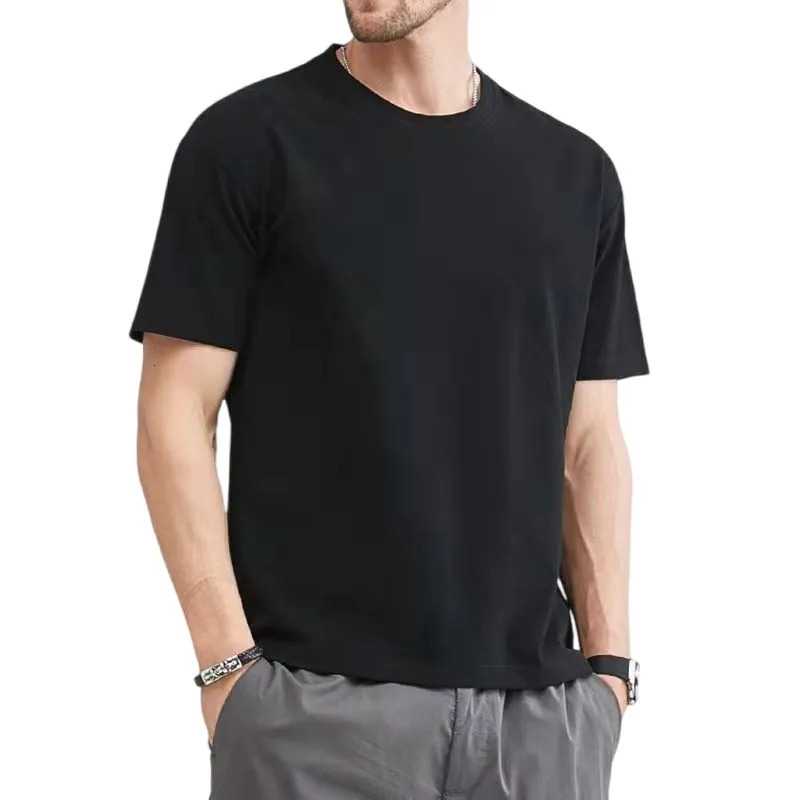 T Shirt For Men Summer Cotton Tops Solid Colors Blank Tshirts O-neck Men Clothing Plus Size M to 5XL 250225