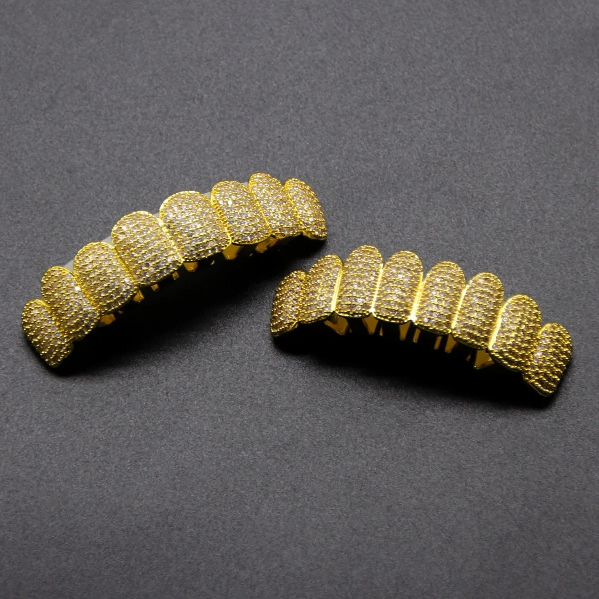 Feel Style Baguette Teeth Set For Unisex Cubic Zirconia Stone Top Bottom Packing Hip Hop Gift Jewelry For Men Women 250220