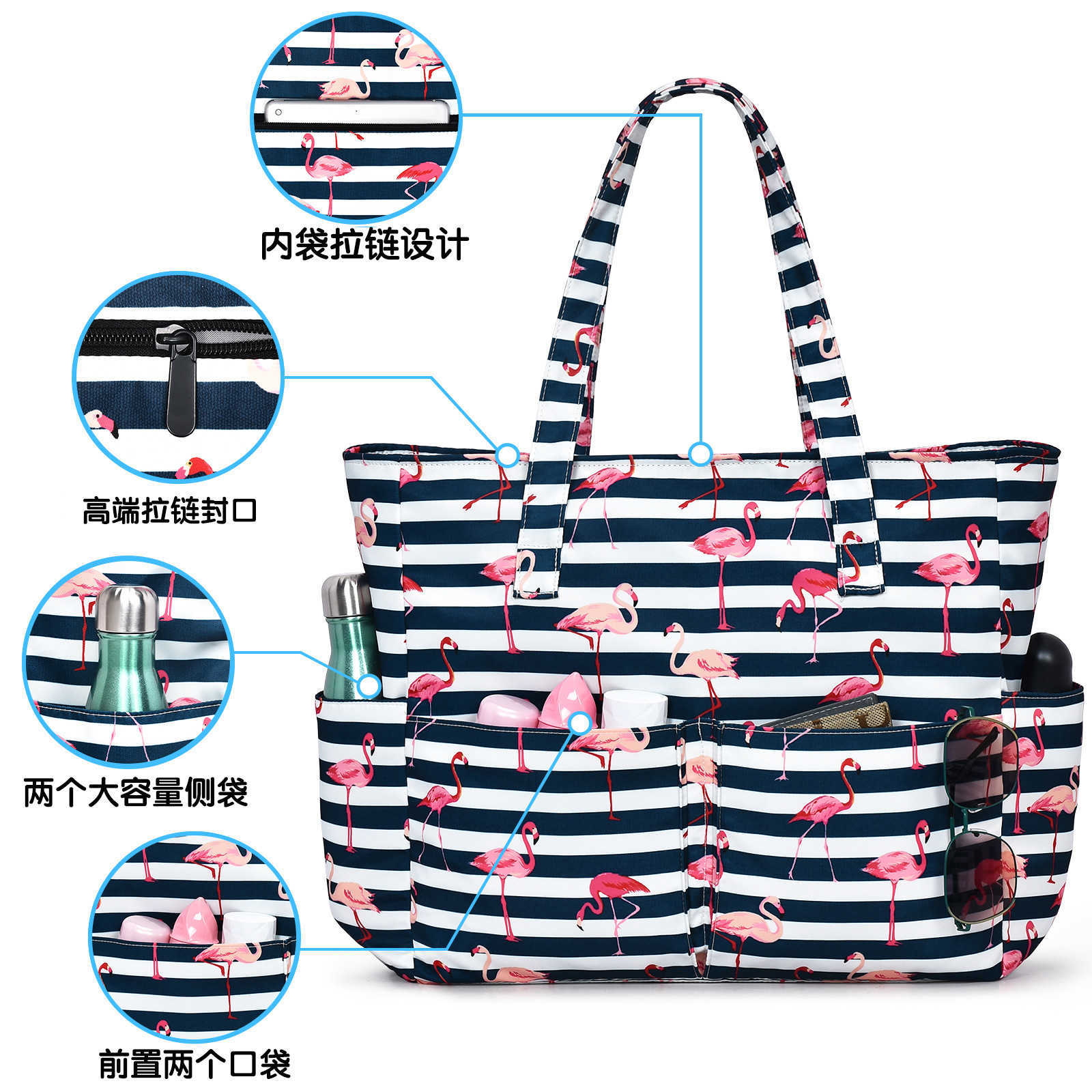 Unlock the new favorite of outdoor travel, printed polyester beach bag with large capacity and super waterproof 250215