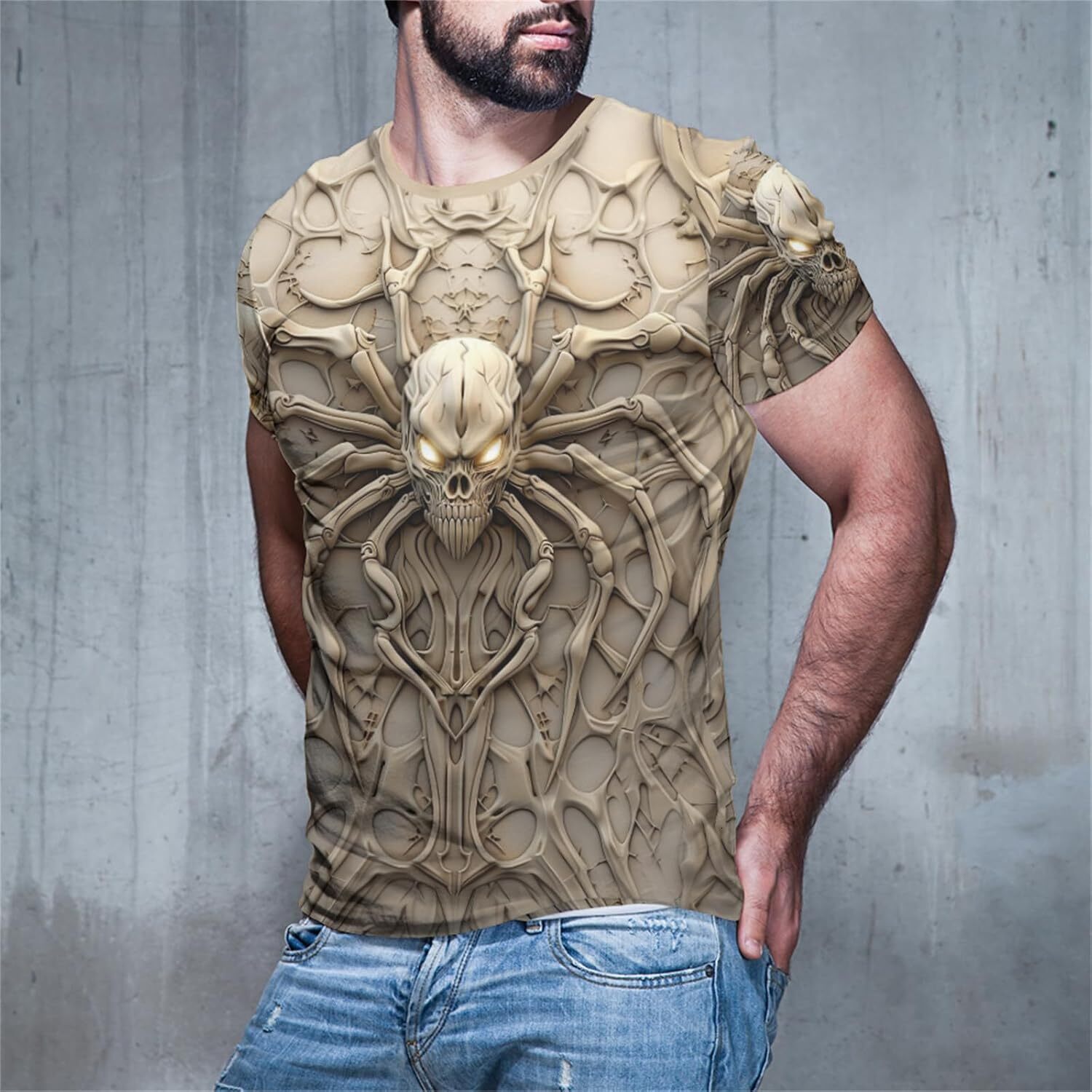 Mens T shirt Graphic Tees Men Skull Skeleton Print Personality Short Sleeve T-Shirt Novelty Pattern Vintage Funny Casual Shirt tee Casual tops summer 