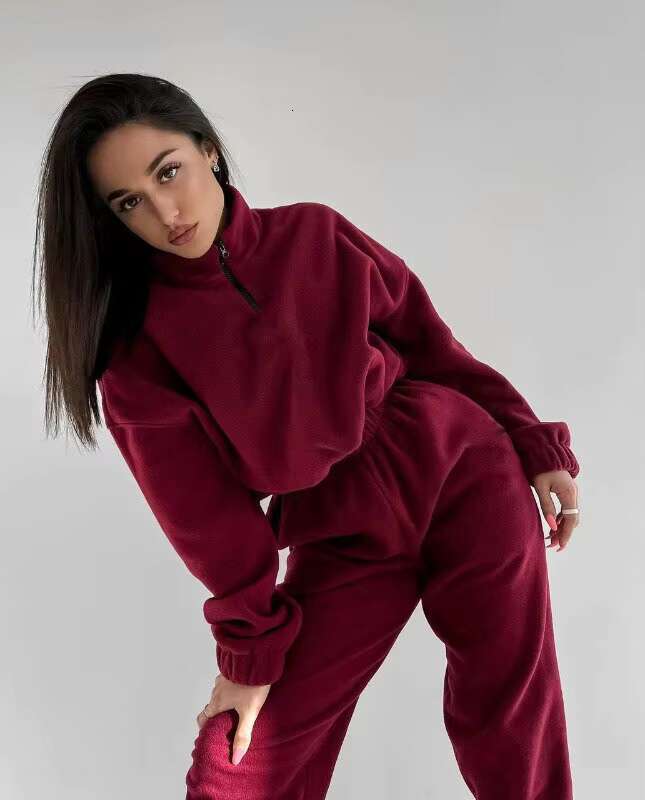 RUIQUWIN Wholesale Fashion 2 Pieces Cropped Hoodies Sweatshirts Set Gym Fiess Workout Training Tracksuit For Women