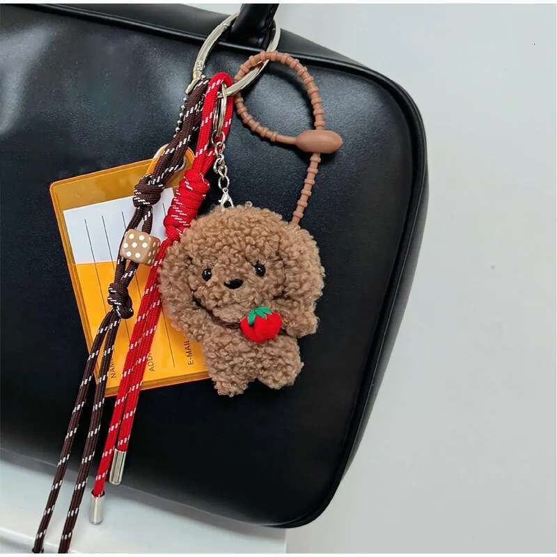 Cute Plush Bear Head Hang Decoration Mobile Phone Case Key Chain Hanging Piece Brand Designer Creative Bag Pendant Keychain