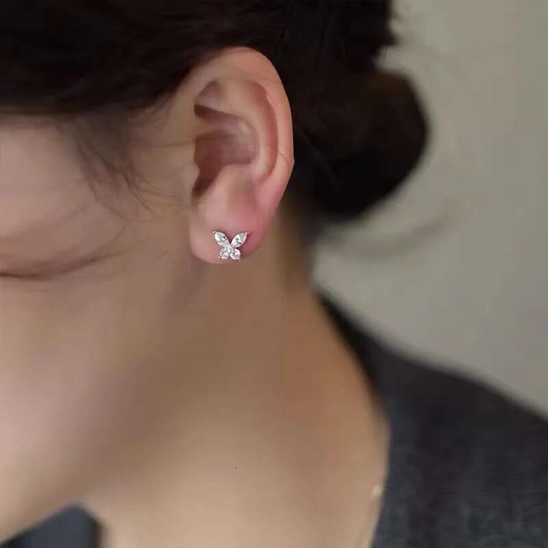 Butterfly Premium Stud Earring for Women Original Sterg Sier Women's Moissanite Dia Hoop Earrings