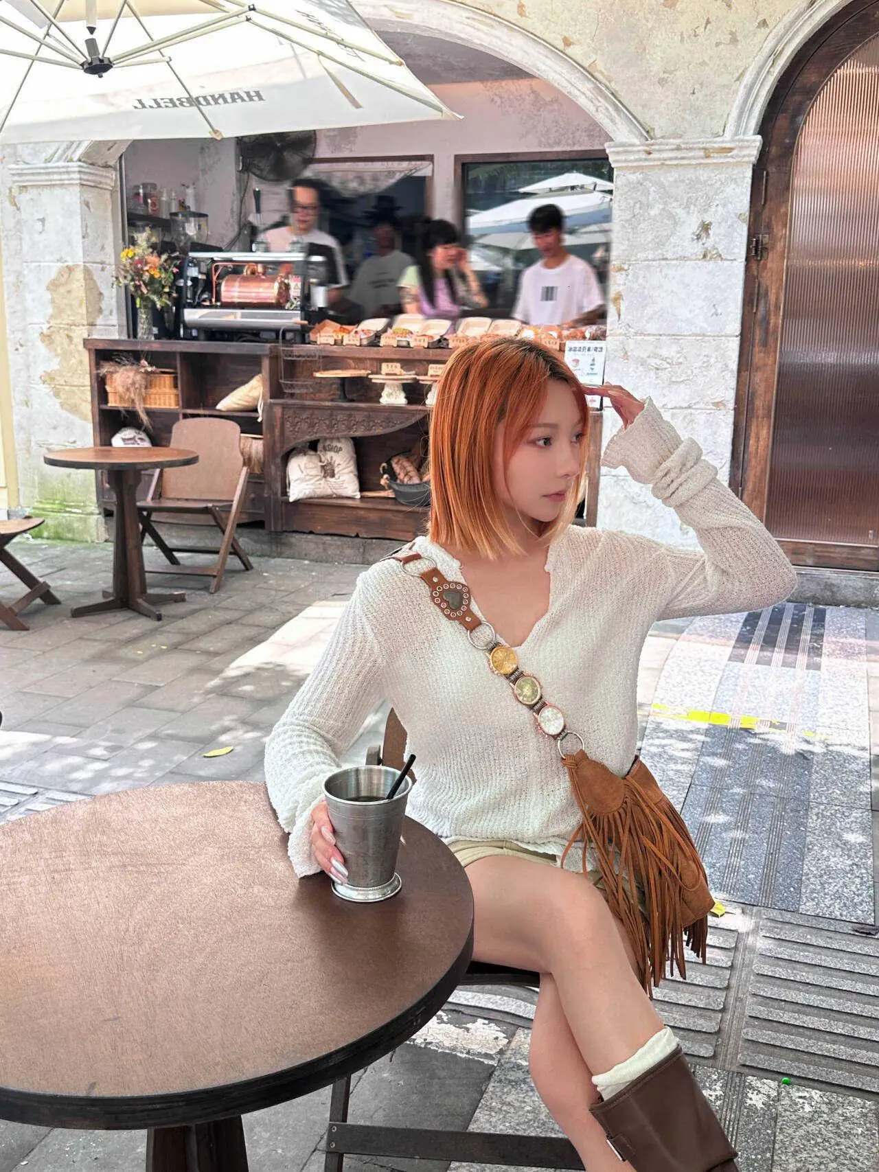 Original Tassel Decoration Suede Frosted Leather Women Bag Metal Clock Shoulder Strap Single Shoulder Crossbody Bag Trendy 250225
