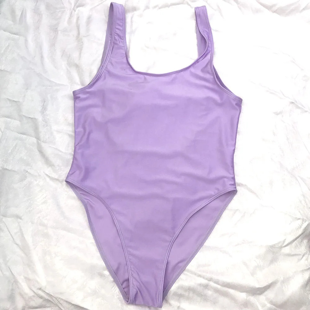 Sexy Scoop Back Swimwear Solid One Piece Swimsuit Women Red Pink White Black Bather Bathing Suit High Cut Swim Wear For Party 250225