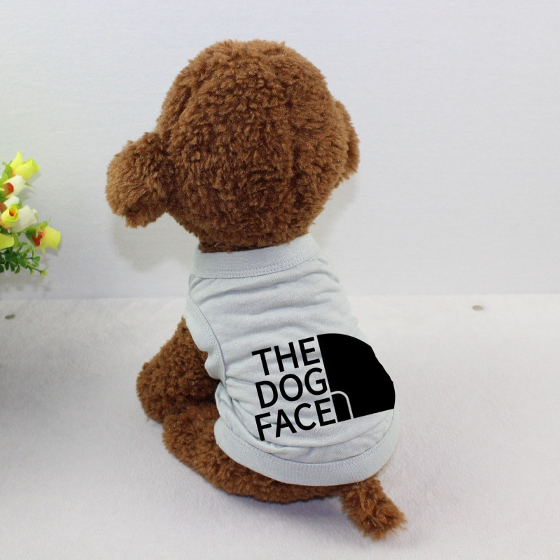 Simple Solid Color Dog T-shirt with Simple Print THE DOG FACE, Pure Cotton Dog T-shirt Vest, Comfortable and Breathable Dog Shirts for Small Medium La