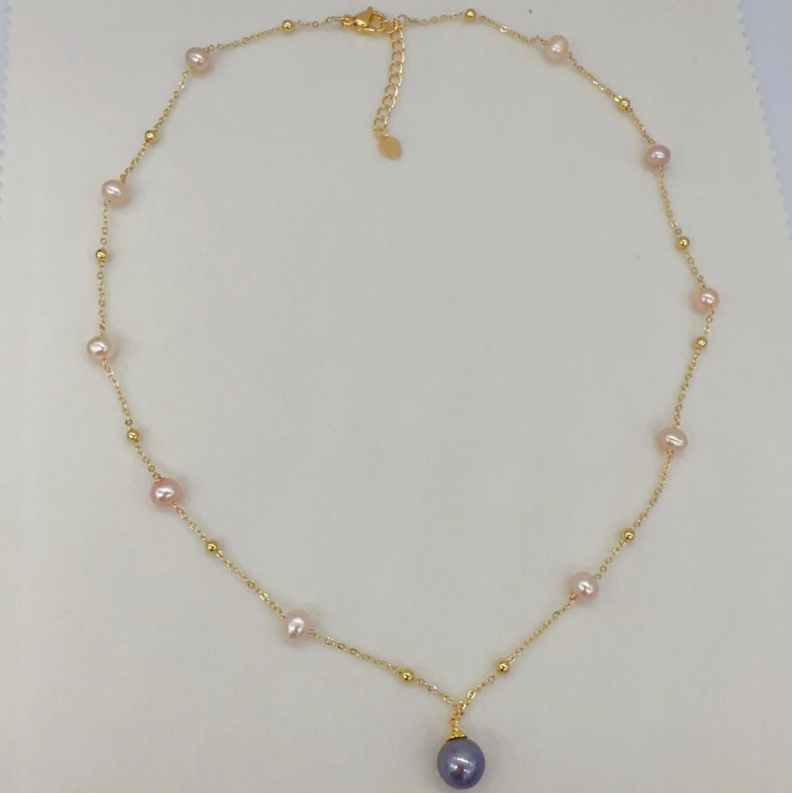 Arrival 100% Natural Freshwater Pearl Necklace 18K Gold Plated Babysbreath Big Round Pearl Pendant Jewelry For Women Gift 250222