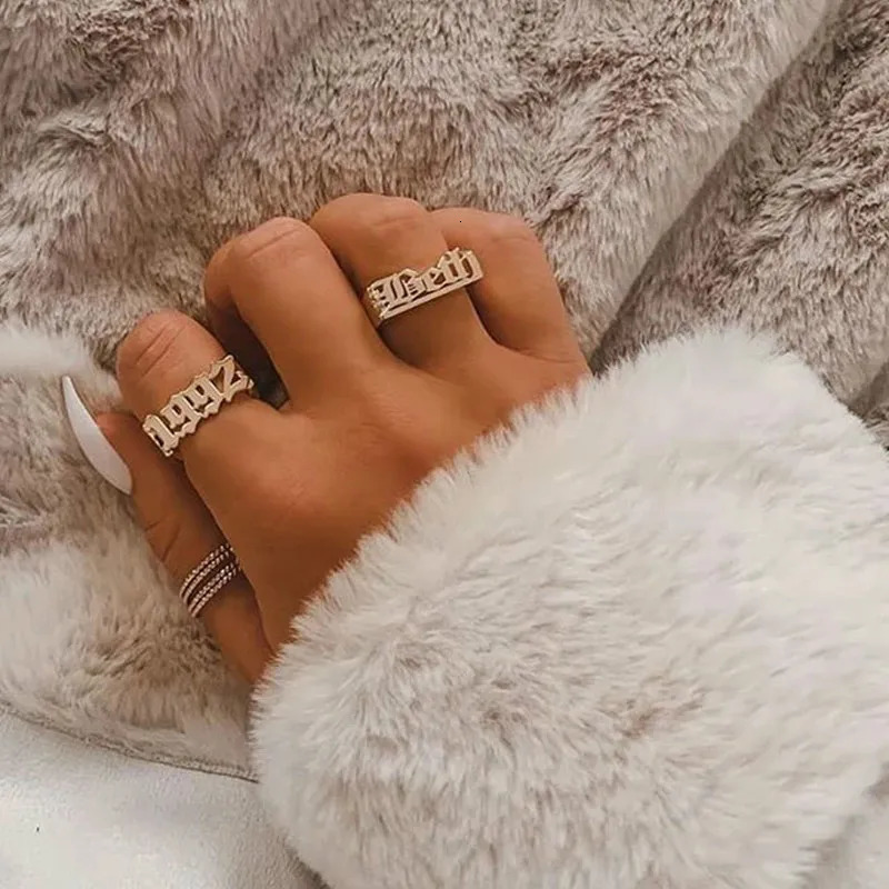 Personalized Hip Hop Name Ring Custom High Quality Stainless Steel Letter Unisex Accessories Charm Jewelry Gift For MenWomen 250225