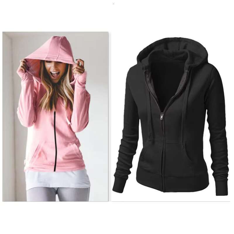 Wholesale Solid Color Hot Sale Sweatshirt Ladies Hoodie Long Sleeve Zipper Custom Women's Hoodies
