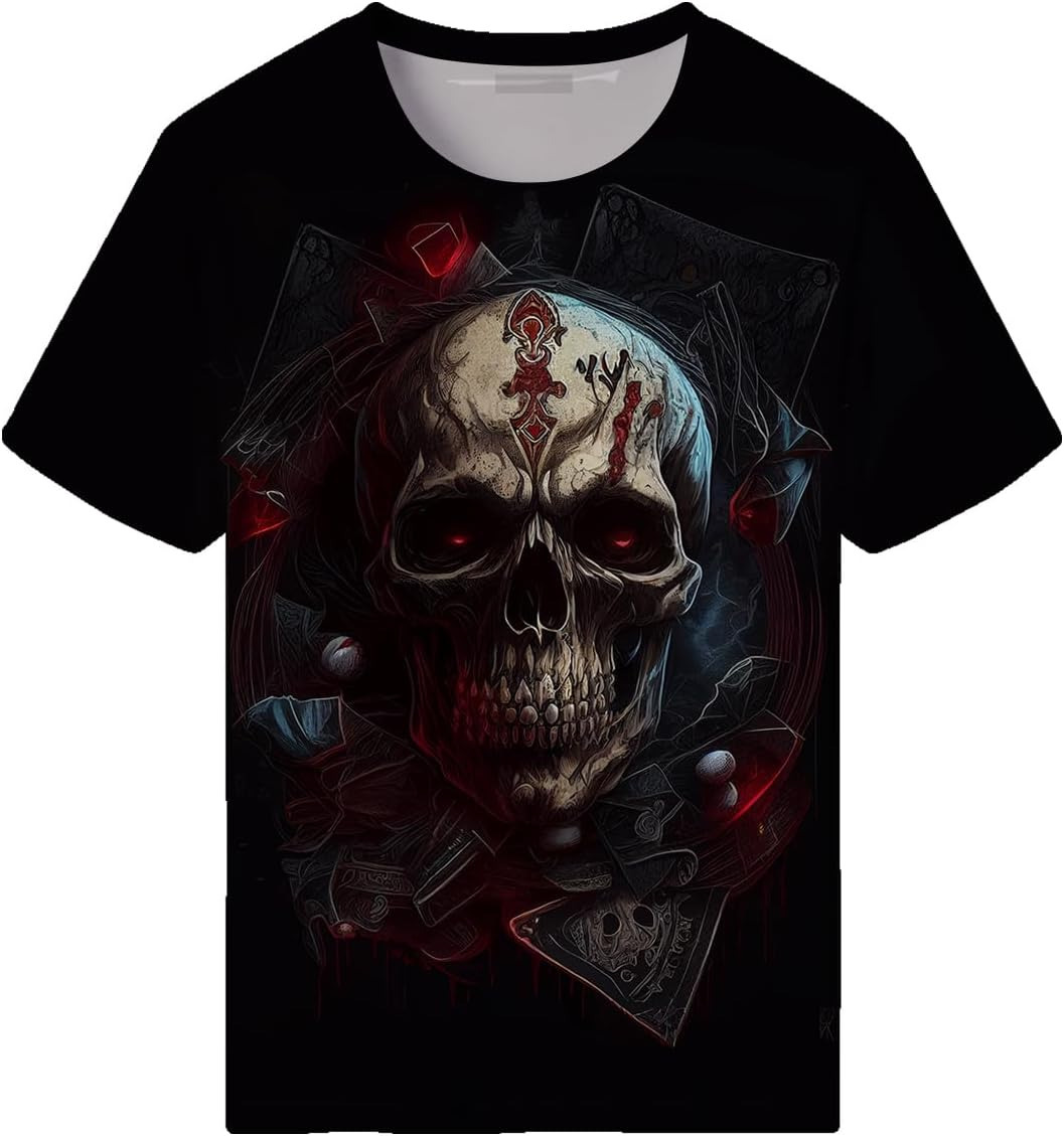 Mens T shirt Men's Skull Graphic Casual Short Sleeve T-Shirt tee Casual tops summer clothes