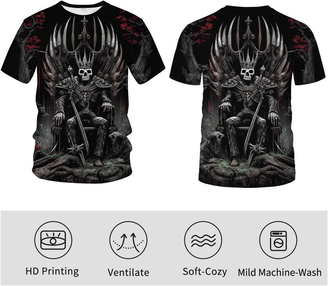 Mens T shirt Men's Skull Graphic Tshirt 3D Print Skeleton Shirt for Men Funny Skull Tees Top tee Casual tops summer clothes