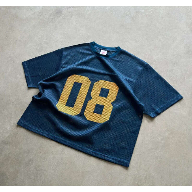 TikTok's new men's T-shirt 3D printed mesh quick drying short sleeved sportswear V-neck digital loose fit