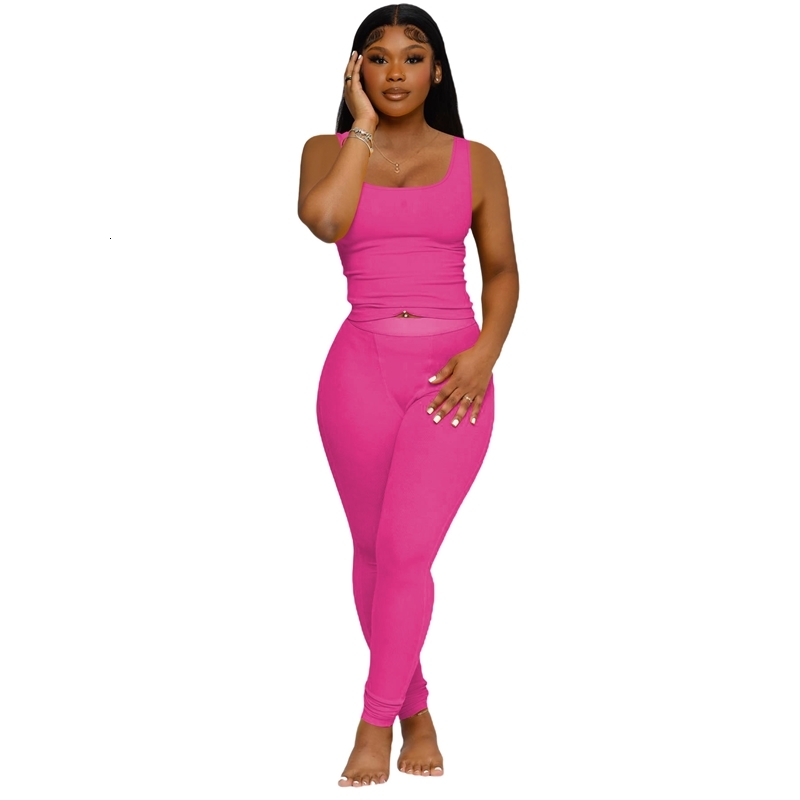 Tracksuits For Women 2 Piece Set - Sleeveless Tank Top Pants Solid Color Sportswear Womens Tracksuits Fashion Available in 5 Colors