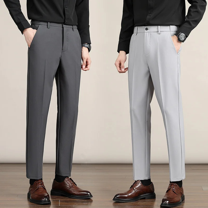 Clothing Spring Summer Business Formal Pants Men Elastic Waist No Ironing Pant Korean Style Black Suit Long Trousers Male 250226