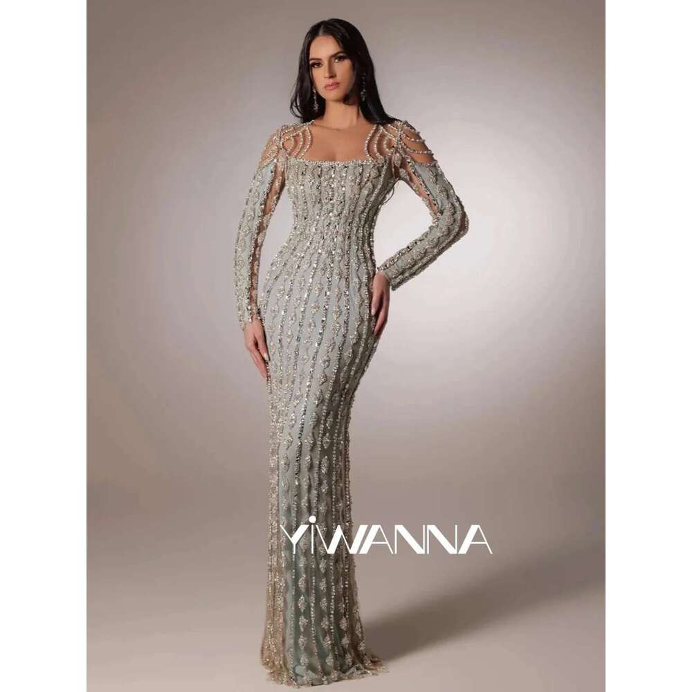 2025 exquisite sequins beads evening dresses long sleeve ha straight prom dress custom party prom