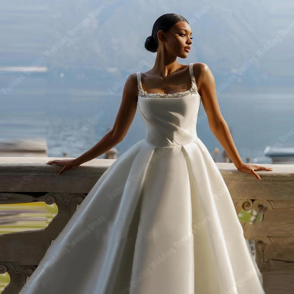 Elegant ALine Women Wedding Dresses Party Bead String Bridal Gowns Mopping Length Princess Ball Customized 250224