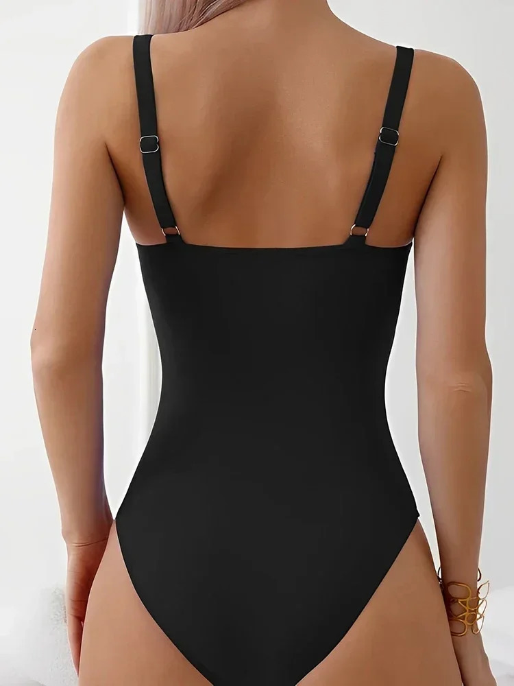 OIINAA Swimming Suit for Women Sexy One Piece Bodysuit Summer Hollow Out Swimwear 2025 Female Soild Fashion Bathing Suit 250225