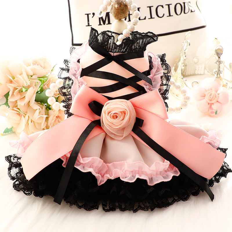Wholesale Summer Small Dog Dress Lollita Style Chic Rose Tutu Dress For Princess Pet Clothes Supplies