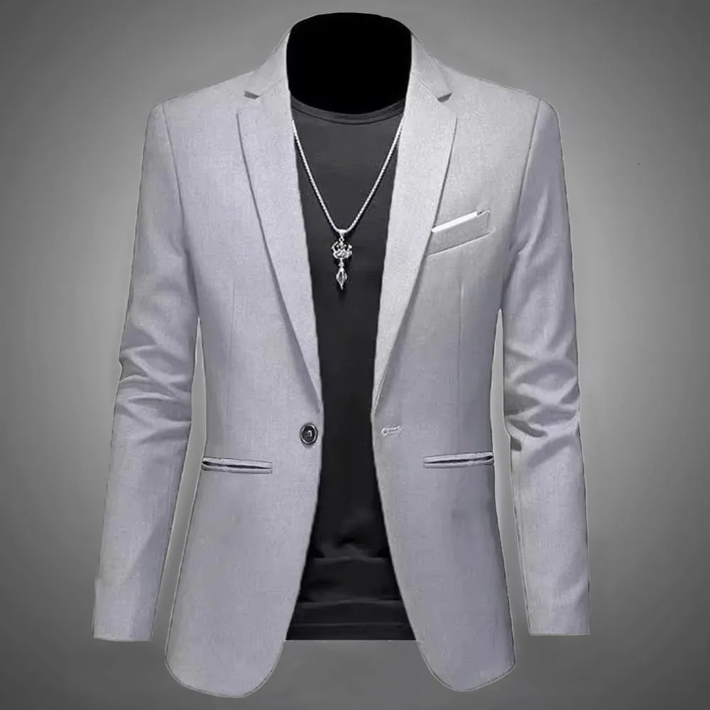 Mens Trendy Leisure Boutique Suit Jacket Autumn Casual Business Slim Fit Non-ironing Single Button Suit Solid Formal Blouse 250226