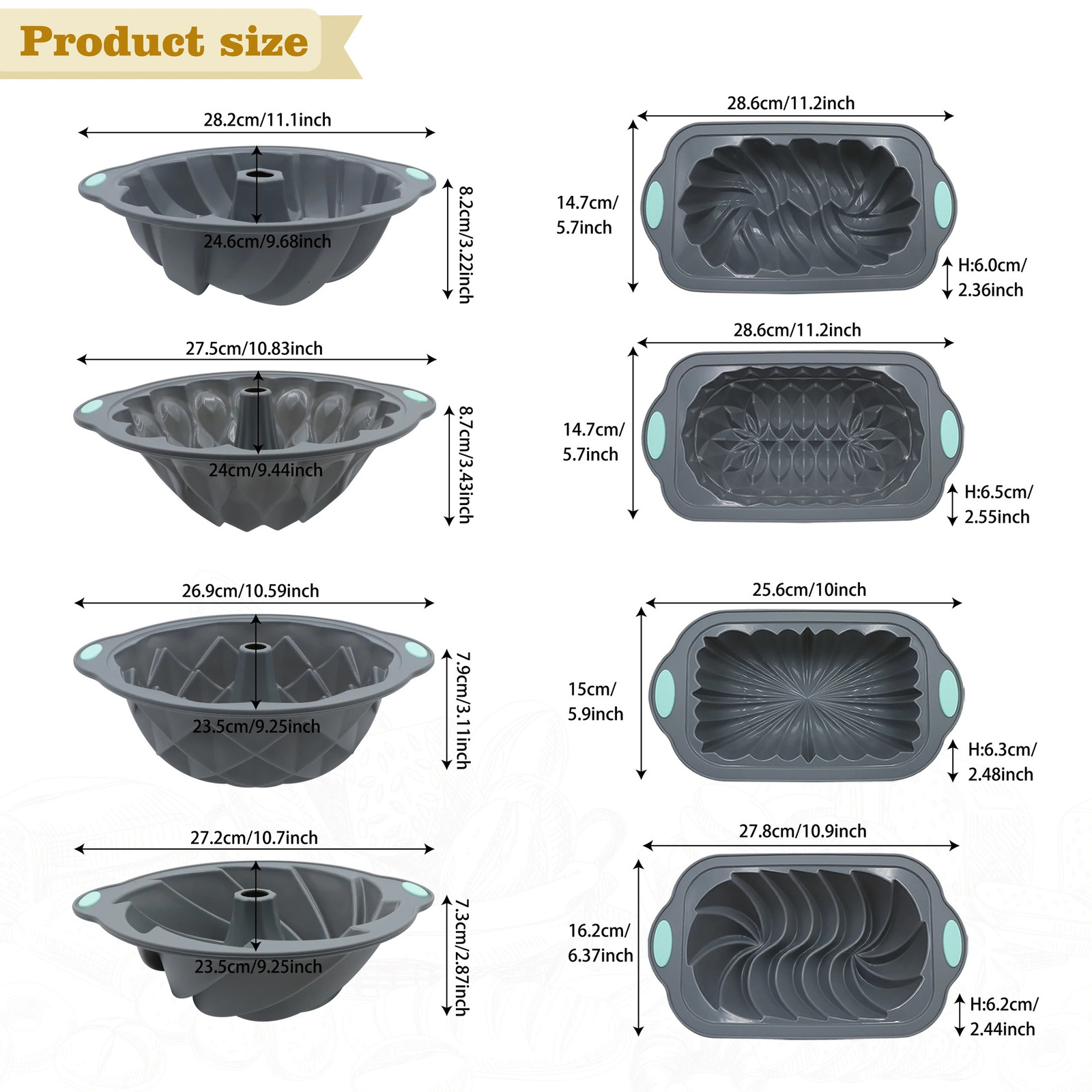 Silicone Bakeware Set Versatile Cake Molds Non-Stick Flower Assorted Shapes Baking Pans Bundt Muffins Chocolates Moulds 250226