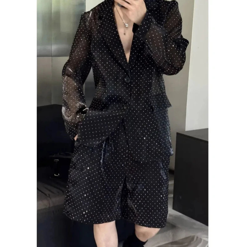 Summer Shiny Thin Suit Set for Mens Light Niche Perspective Sun Protection Set 250222