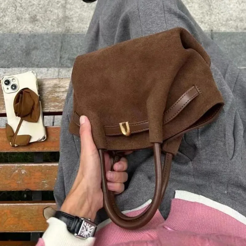 Green Suede Shoulder Bag with Belt Buckle for Women - Small Vintage-Style Messenger Handbag