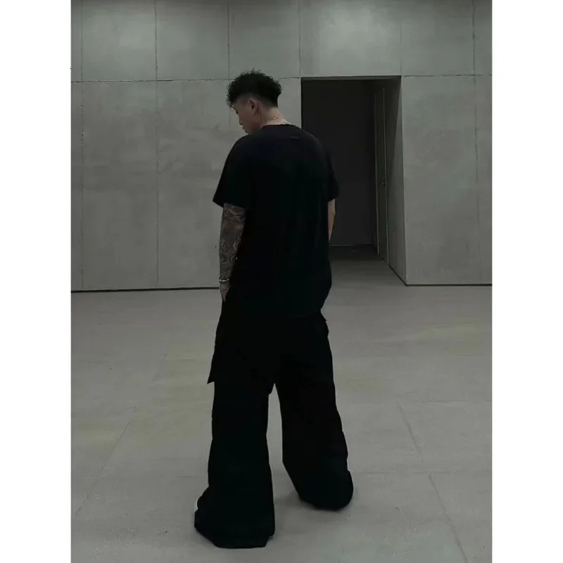Rodull Black Style Casual Pants 23ss Multi-Pocket Cargo Pants Wide-Leg Bell Bottoms For Men Comfortable Cotton Material 250225