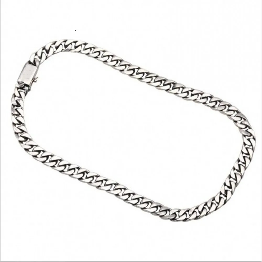 7mm BOCAI Real S925 Silver Jewelry Accessory Cuban Chain Fashion Punk Rock Hip-Hop Bold and Domineering Mens Necklace 250225
