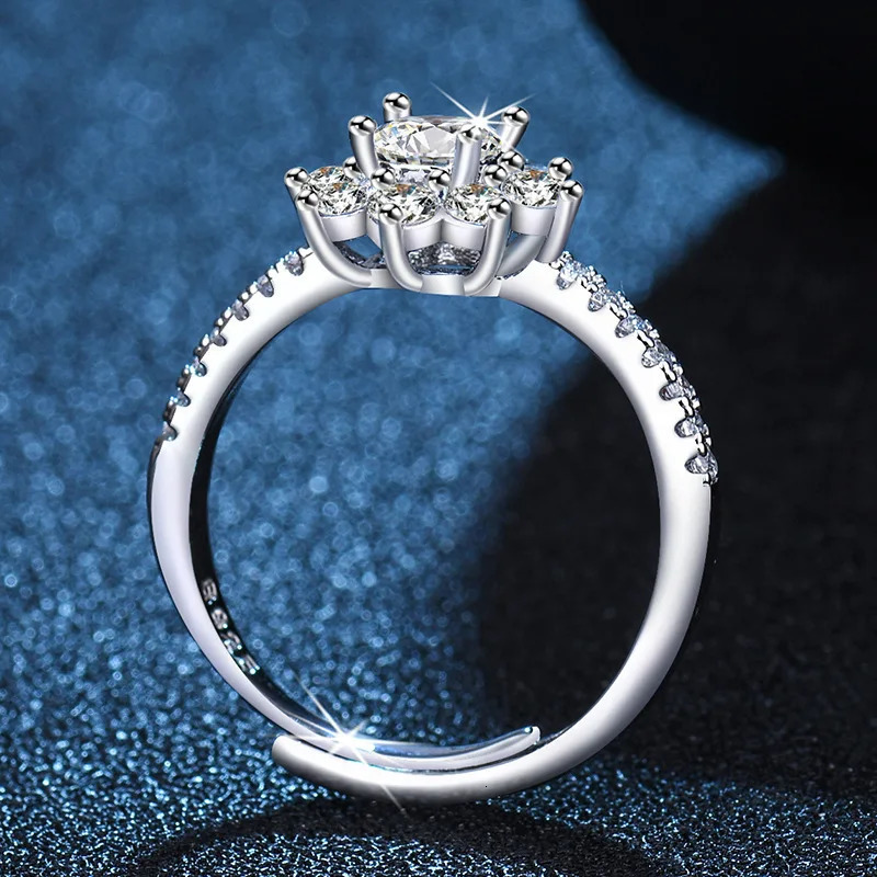 Classic 925 Sterling Silver Round Cut Sunflowers Engagement Ring Promise Bridal Ring Wedding Jewelry For Women 250220