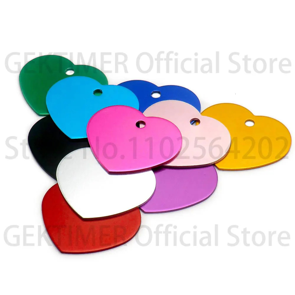 100Pcs Aluminum Keychain Accessories Heart Tags Custom Key Chains Personalized ID Name Pendant Necklace DIY Making Accessories 250221