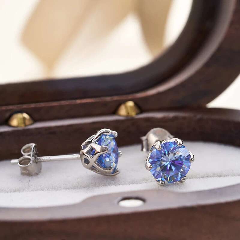 1-4 CT D Color VVS1 3EX Moissanite Stud Earrings Brilliant Round 8H8A Cut Lab Dia Platinum Plated Women's Sier Jewelry