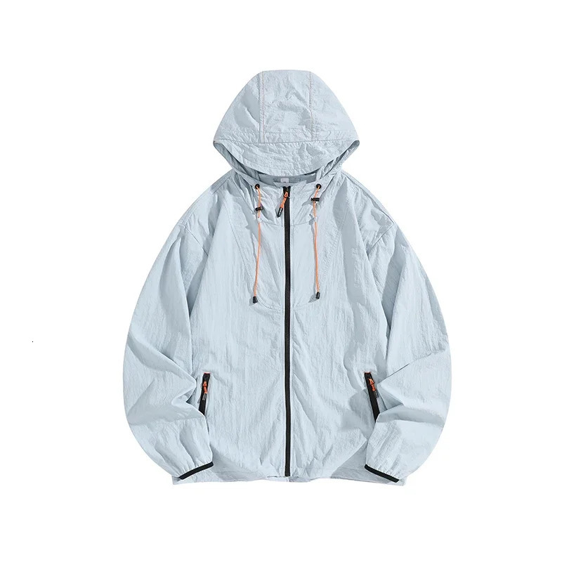 Mens sun protection jacket summer UV protection thin breathable outdoor bike sports hooded windproof mens sun protection clothing 250225