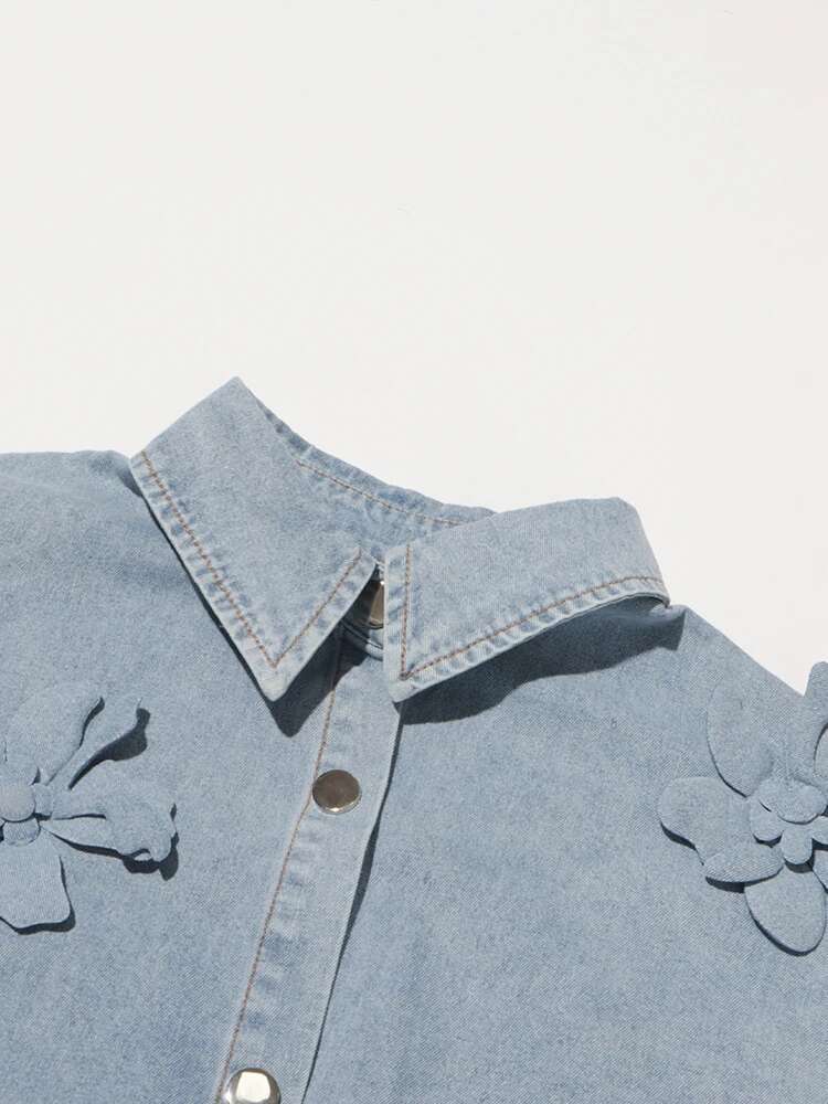 Solid Patchwork Appliques Loose Denim Jackets For Women Lapel Long Sleeve Spliced Button Minimalist Coats Female