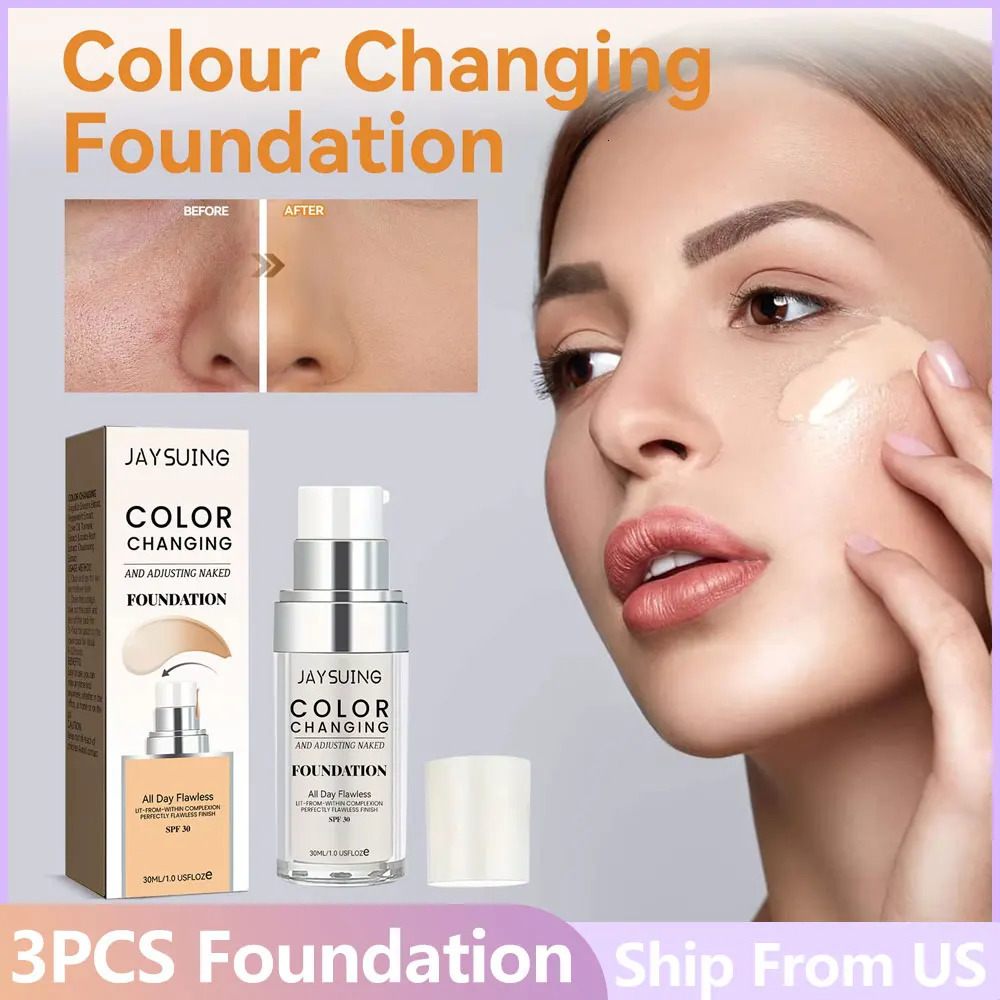 3pcs Color Changing Foundation Natural Concealer Oil Control Liquid Foundation Cover Skin Blemishes Invisible Pore Concealer 250222