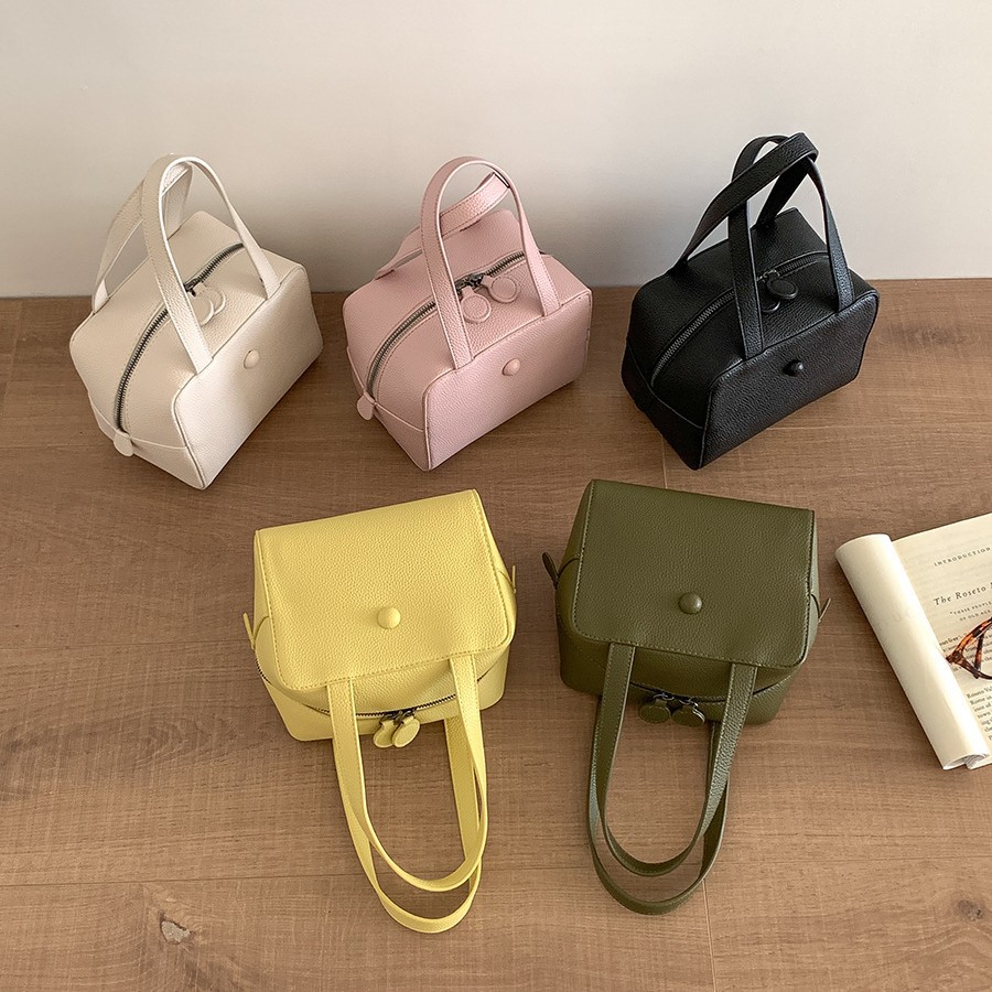 Frosted Soft PU Leather Small Square Handbag for Spring & Summer - Versatile Toast Bag