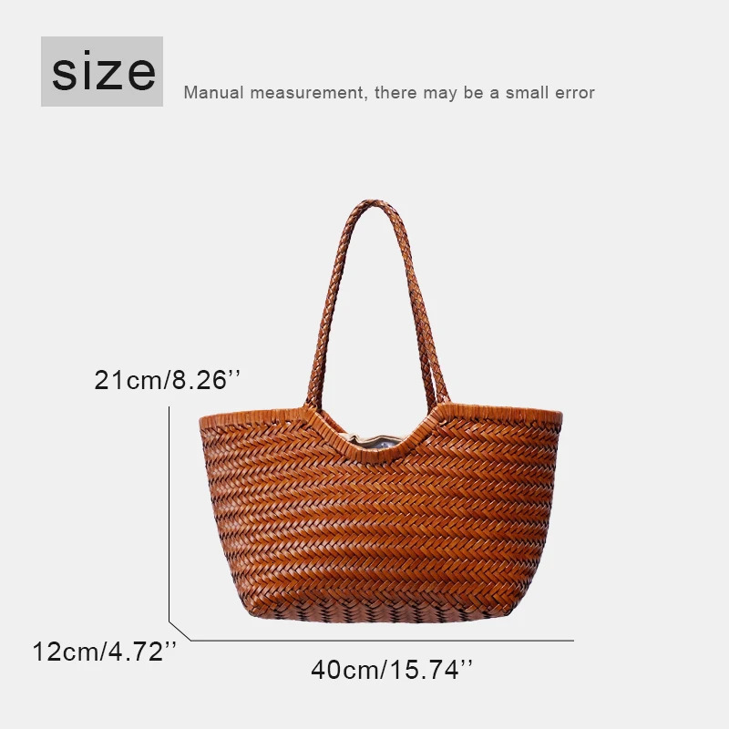 Genuine Leather Handwoven Tote Bags For Women er Handbags And Purses 2024 In Cowhide With Inner Pocket Shoulder 250224