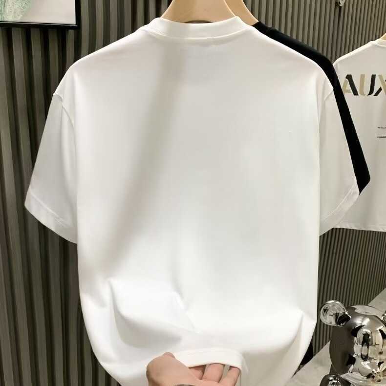 Summer Mens Rhinestone Rivet T-shirt Cotton Round Neck Casual T shirts Fashion High Street 2024 Men Short Sleeves X250203
