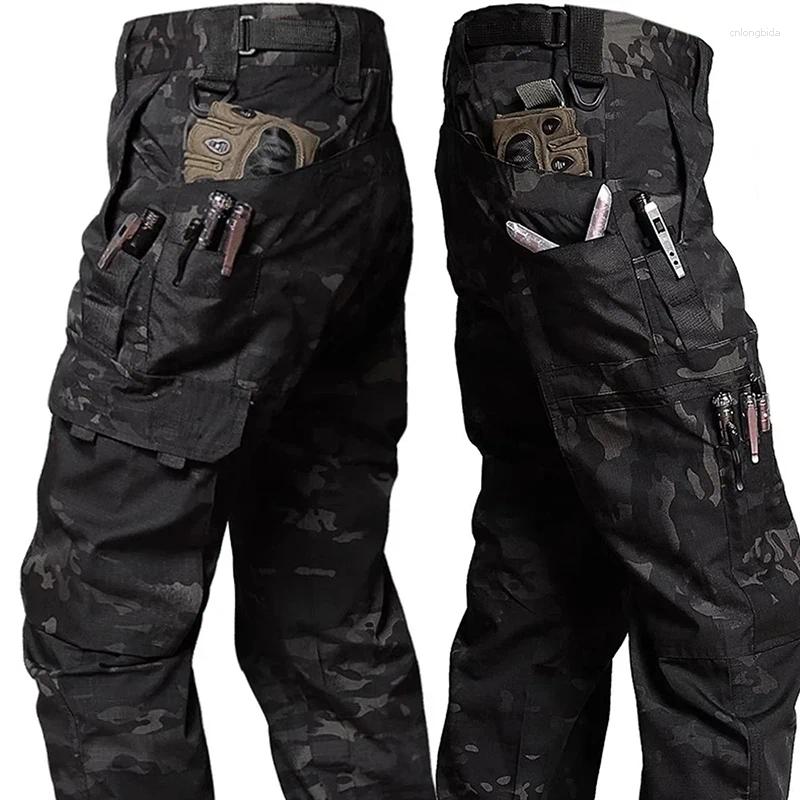 Mens Pants Outdoor Work Tactical Mens Waterproof Cargo Trousers Spring Multi-pocket Wear-Resistant Hiking Training Overalls
