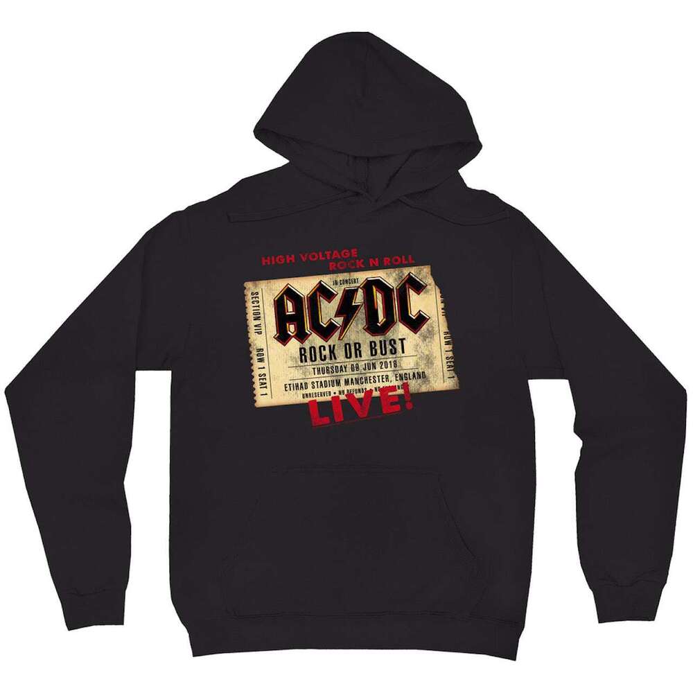 80s classic high street punk ACDC rock band autumn and winter new men's loose hooded sweatshirt