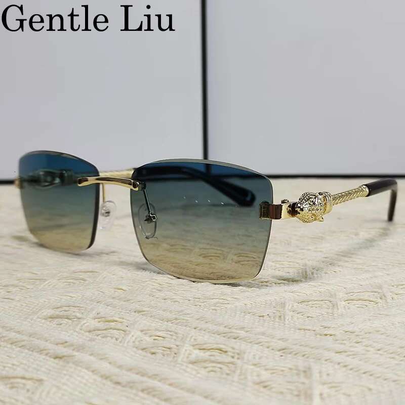 Small Rectangle Rimless Sunglasses Men 2025 Brand Frameless Metal Frame Sun Glasses For Male Classic Vintage Eyewear