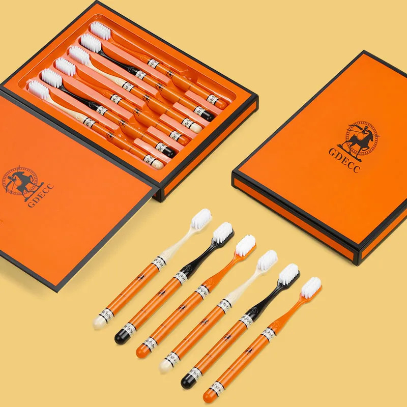 6 high-grade orange toothbrush gift box teeth cleaning tools deep cleaning oral care soft hair travel portable applicable to a 250226